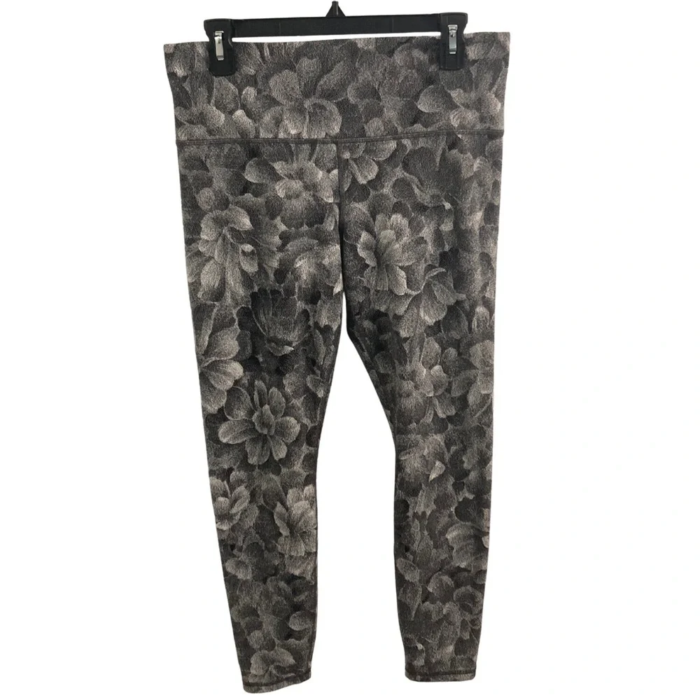 Athleta Elation Textured Tight Charcoal Floral Leggings Size L - Picture 2 of 12